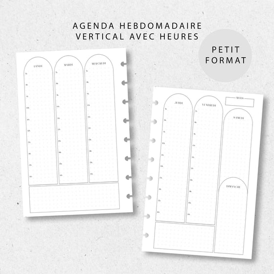 Agenda hebdomadaire vertical | Petit format