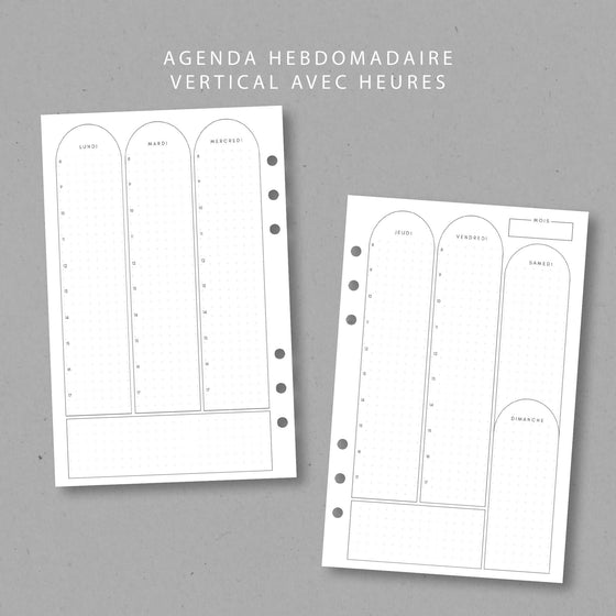 Agenda hebdomadaire vertical