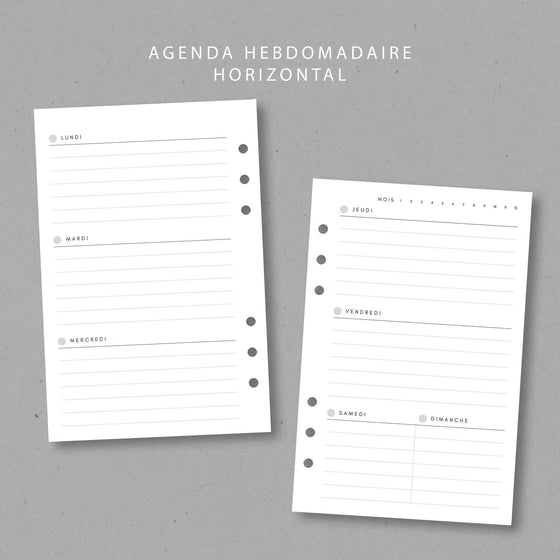 Agenda hebdomadaire horizontal