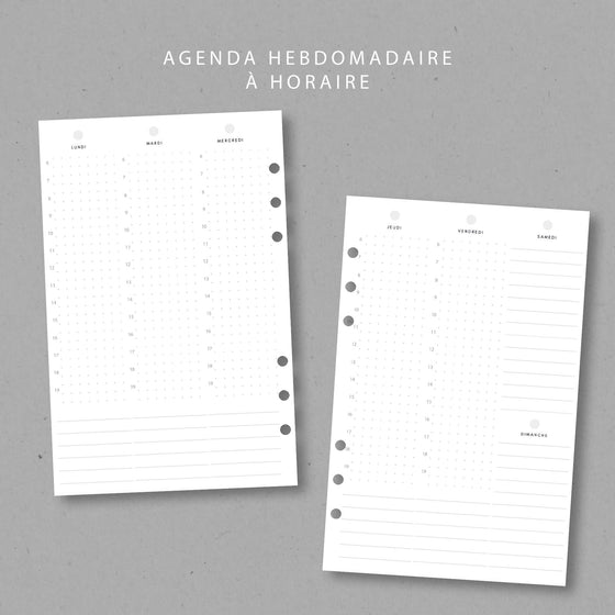 Agenda hebdomadaire à horaire