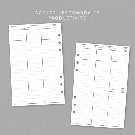 Agenda hebdomadaire Productivité