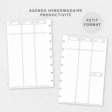  Agenda hebdomadaire Productivité | Petit format