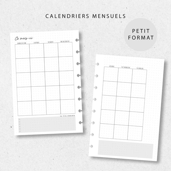 Calendriers mensuels | Petit format