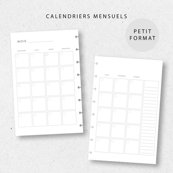 Calendriers mensuels 2.0 | Petit format