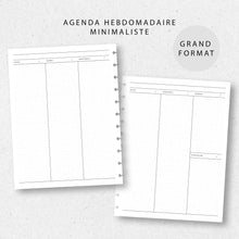  Agenda hebdomadaire minimaliste | Grand format