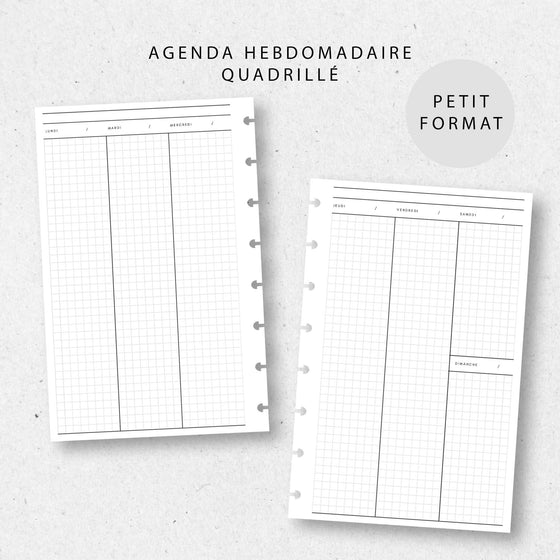 Agenda hebdomadaire quadrillé | Petit format