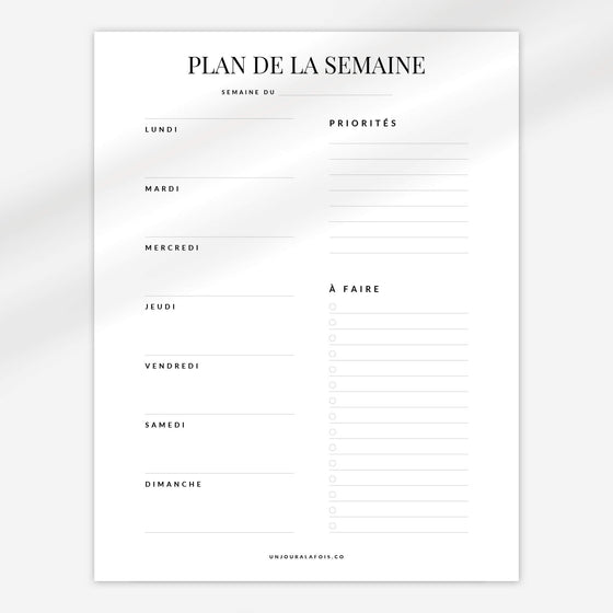 Plan of the week notepad